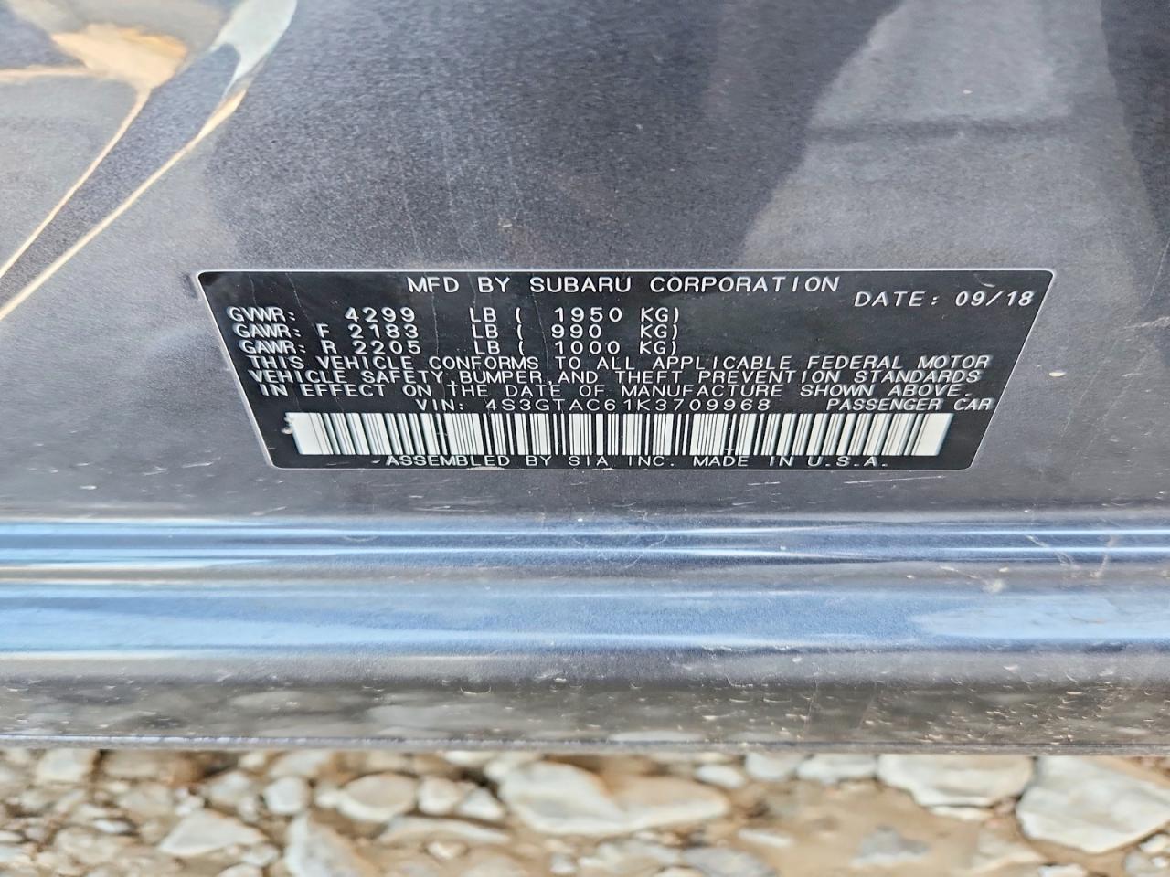 2019 Subaru Impreza VIN 4S3GTAC61K3709968 photo 12