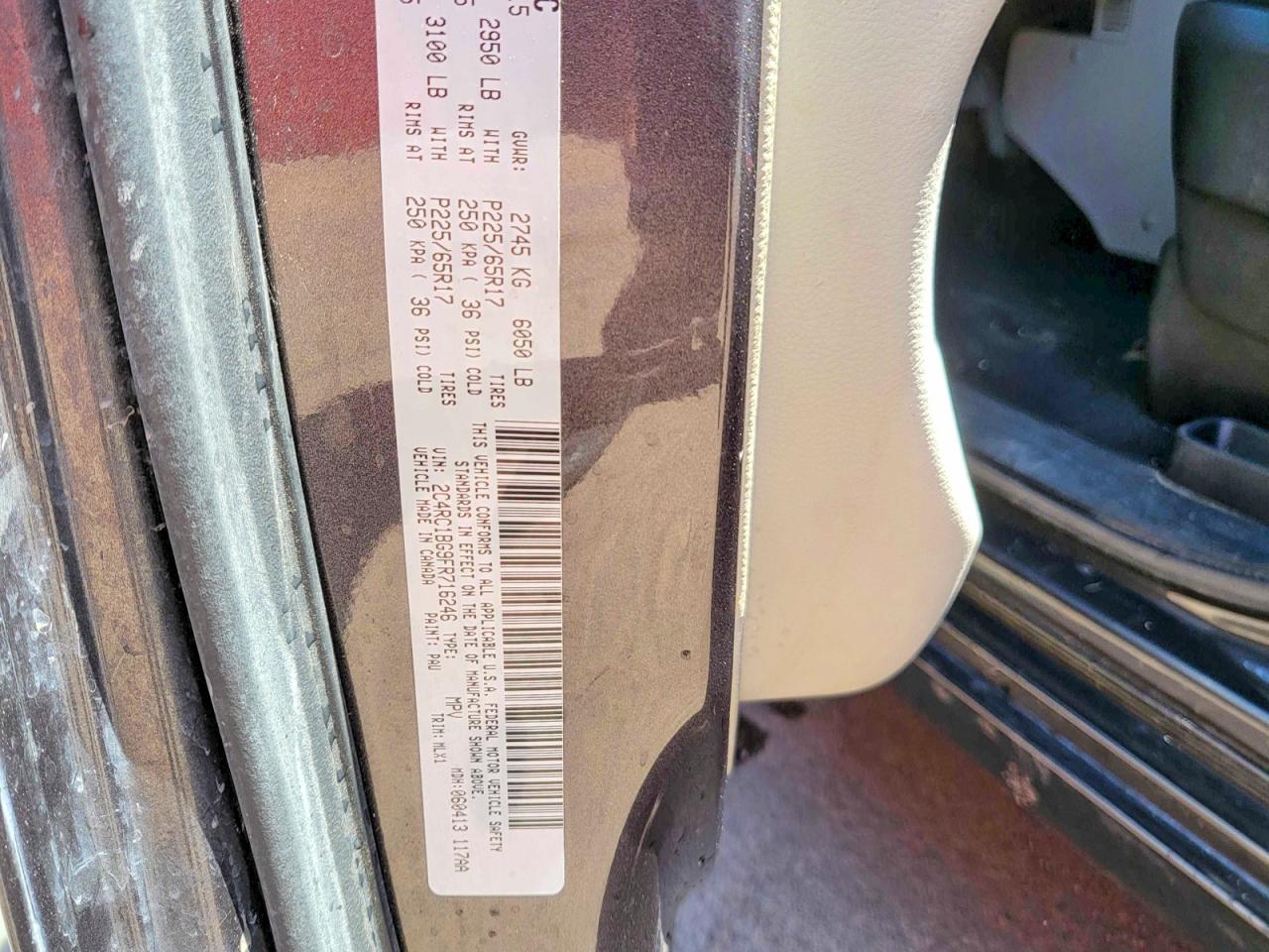 2015 Chrysler Minivan VIN 2C4RC1BG9FR716246 photo 10