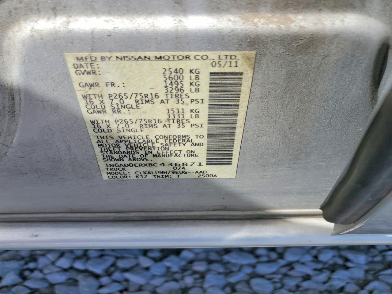 2011 Nissan Frontier VIN 1N6AD0ERXBC436871 photo 12