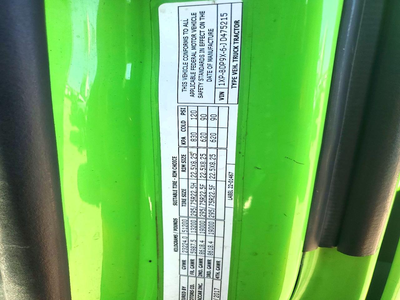 2018 PETERBILT All models VIN 1XPBDP9X6JD475215 photo 10