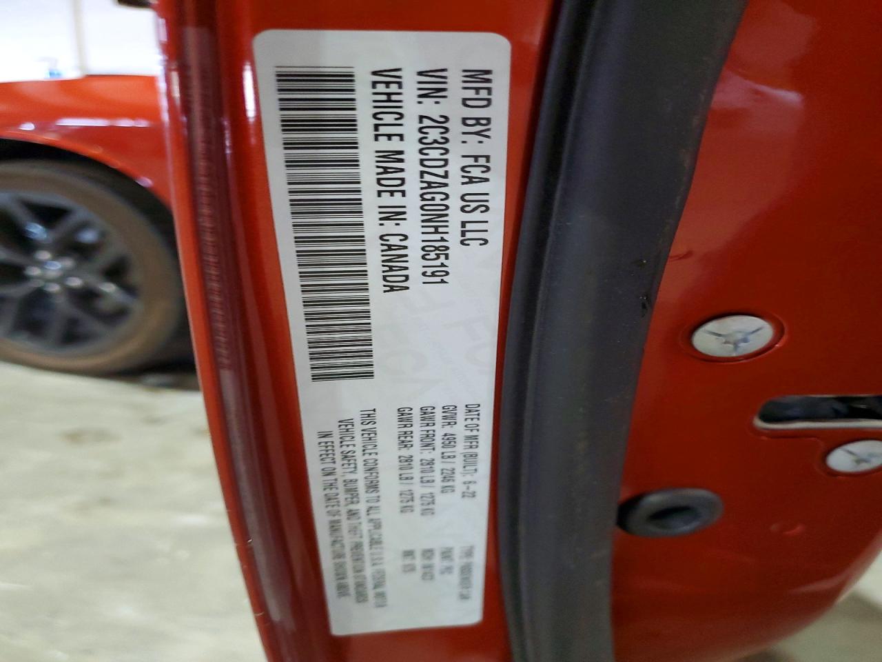 2022 DODGE Challenger VIN 2C3CDZAG0NH185191 photo 12