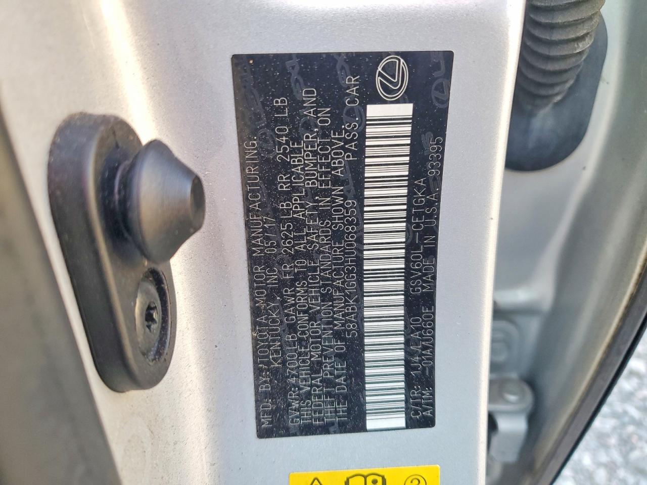 2017 LEXUS ES350 VIN 58ABK1GG3HU068359 photo 12