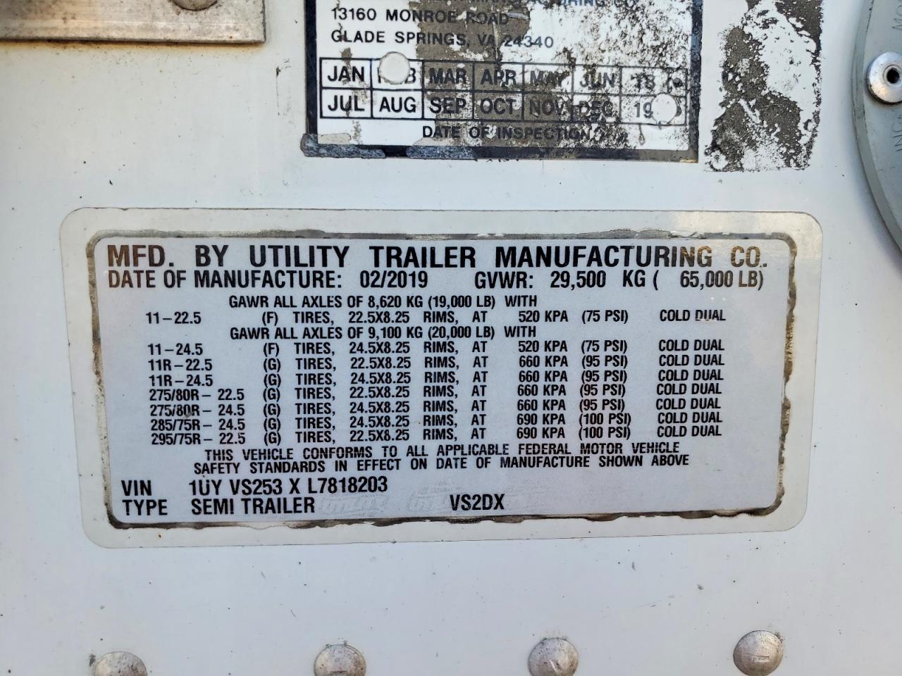 2020 UTILITY Dry freigh VIN 1UYVS253XL7818203 photo 10