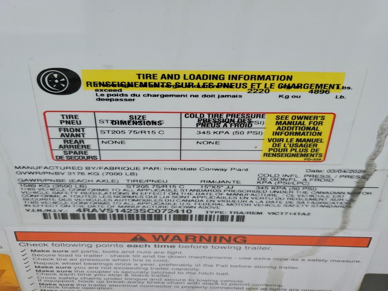 2025 UTILITY All models VIN 4RAVS1423SC072410 photo 10