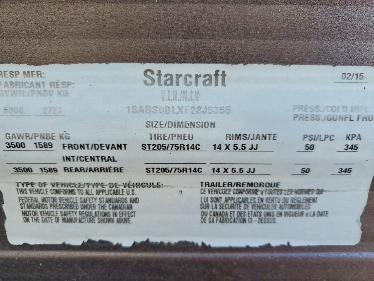 2015 STARCRAFT Ar-one max VIN 1SABS0BLXF28J5355 photo 10