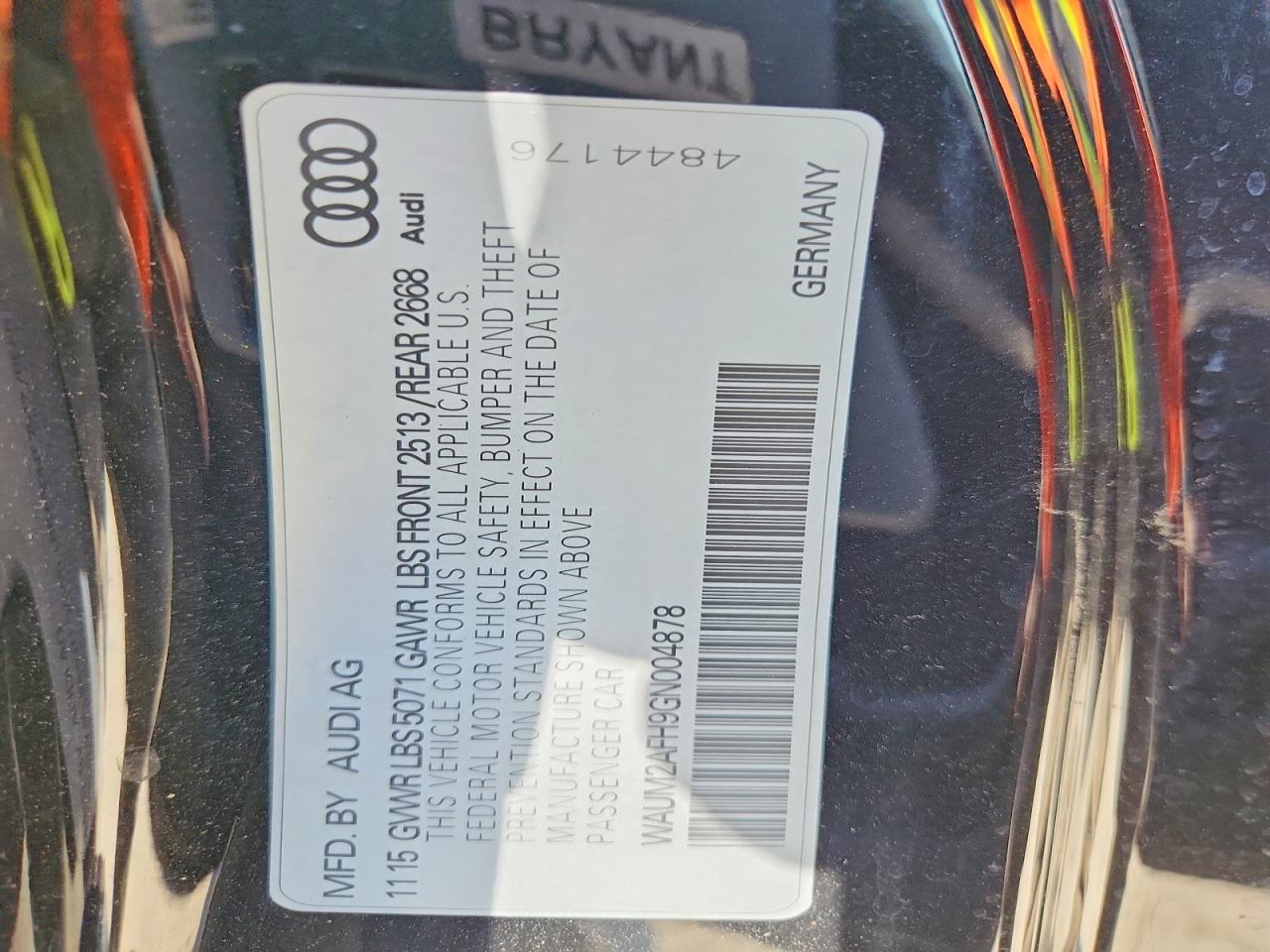 2016 Audi A5 VIN WAUM2AFH9GN004878 photo 12