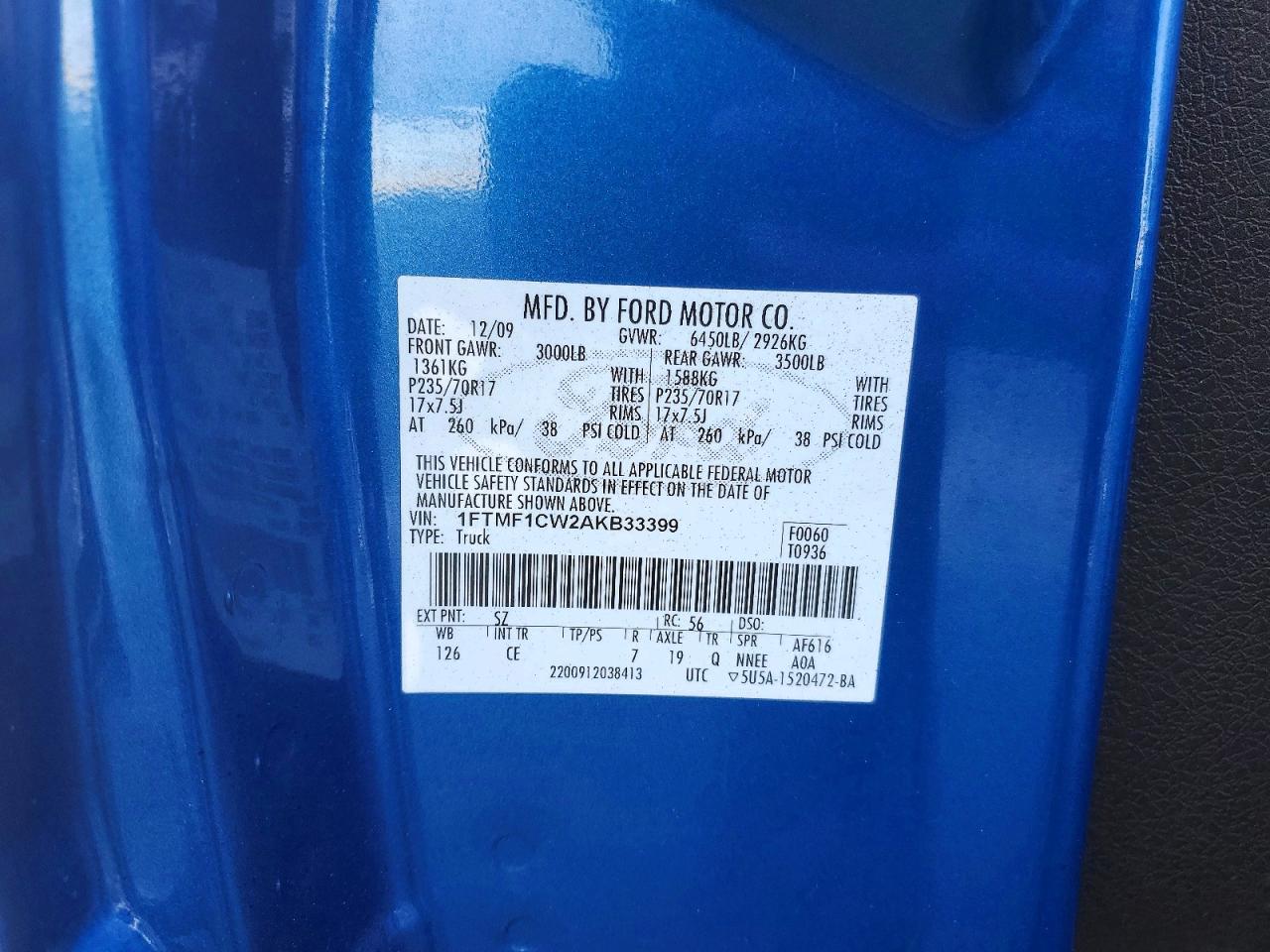 2010 Ford F150 VIN 1FTMF1CW2AKB33399 photo 12