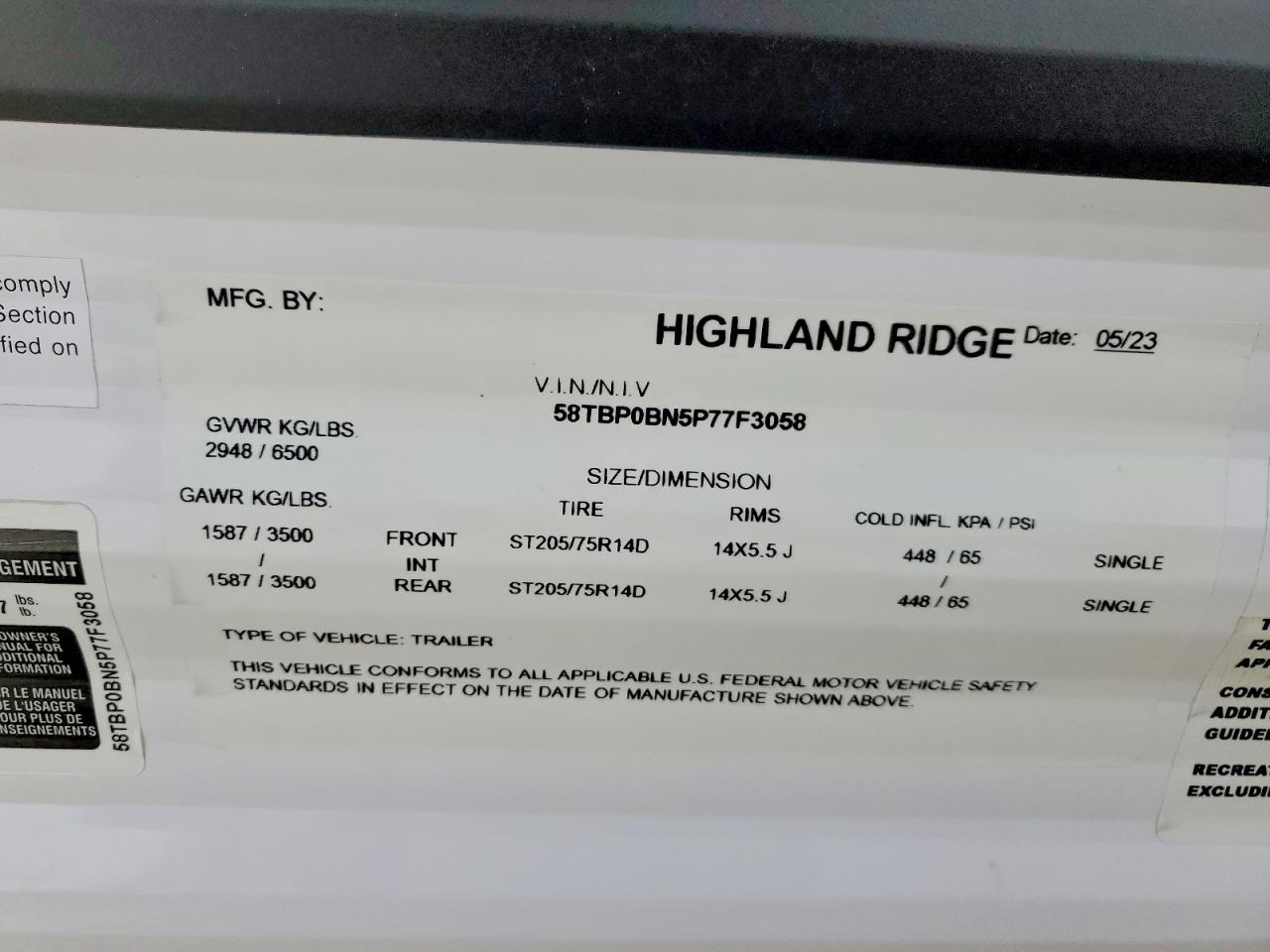 2023 HIGHLAND Go play VIN 58TBP0BN5P77F3058 photo 10