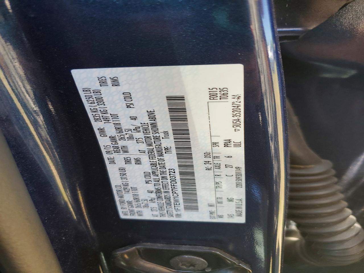 2015 FORD F150 VIN 1FTEW1CP7FFD03723 photo 12