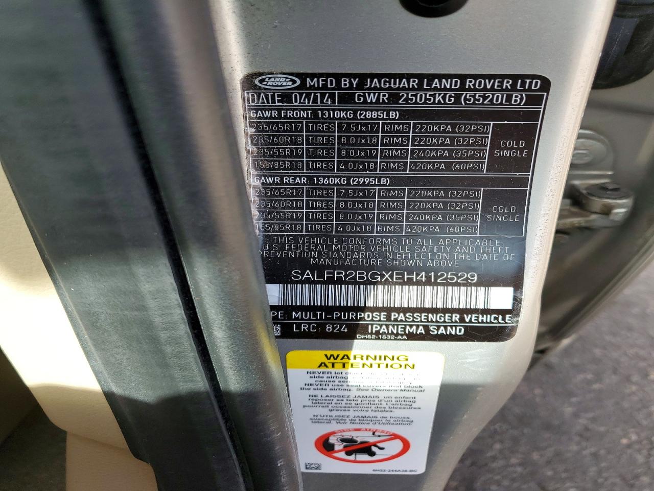 2014 Land Lr2 VIN SALFR2BGXEH412529 photo 12