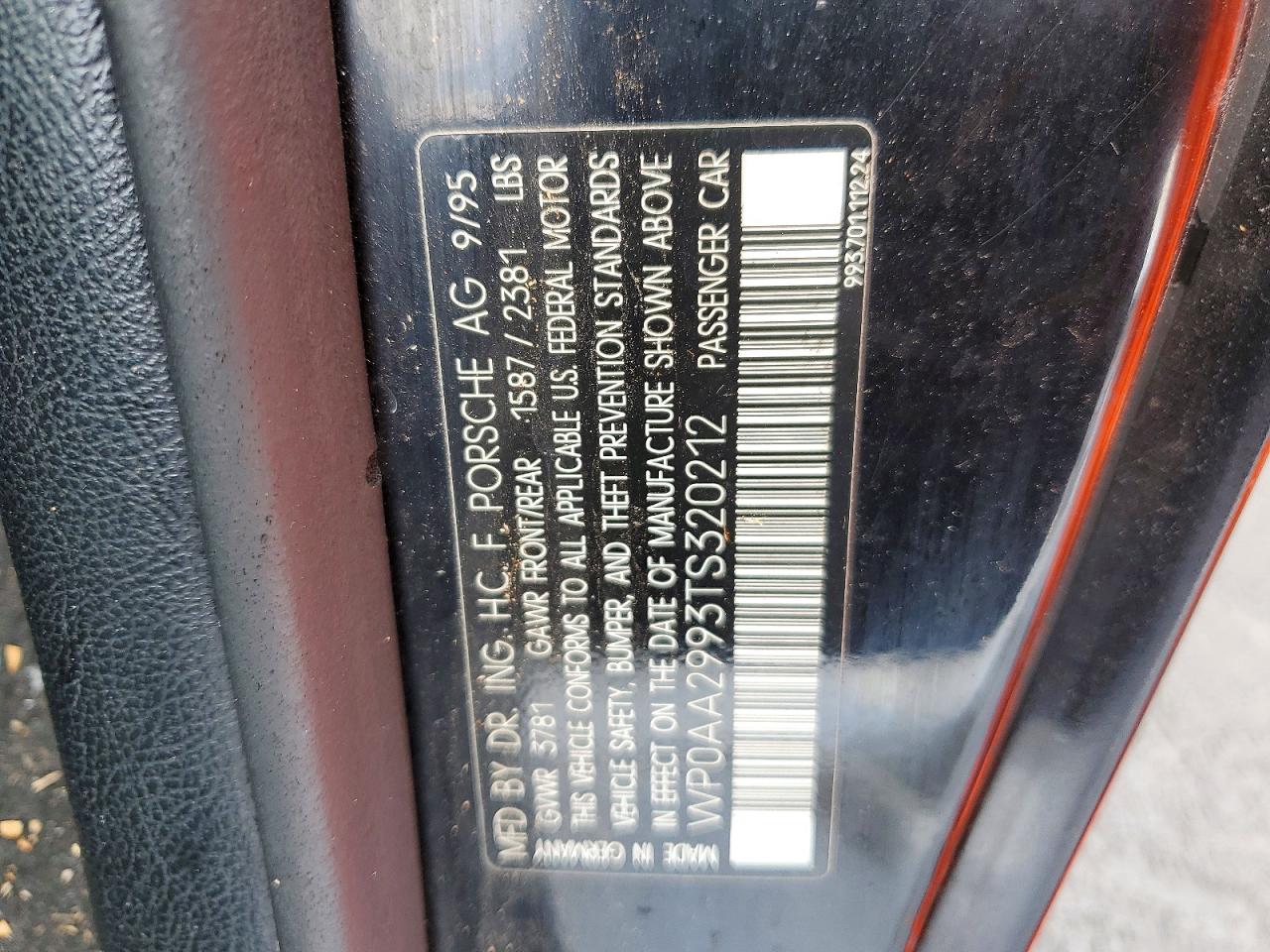 1996 Porsche 911 VIN WP0AA2993TS320212 photo 12