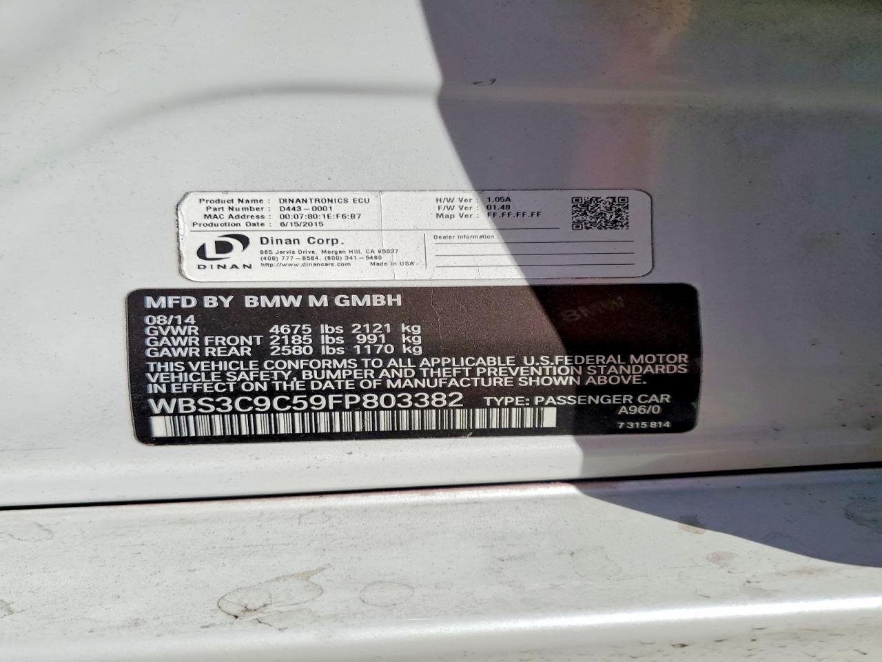 2015 BMW M3 VIN WBS3C9C59FP803382 photo 12