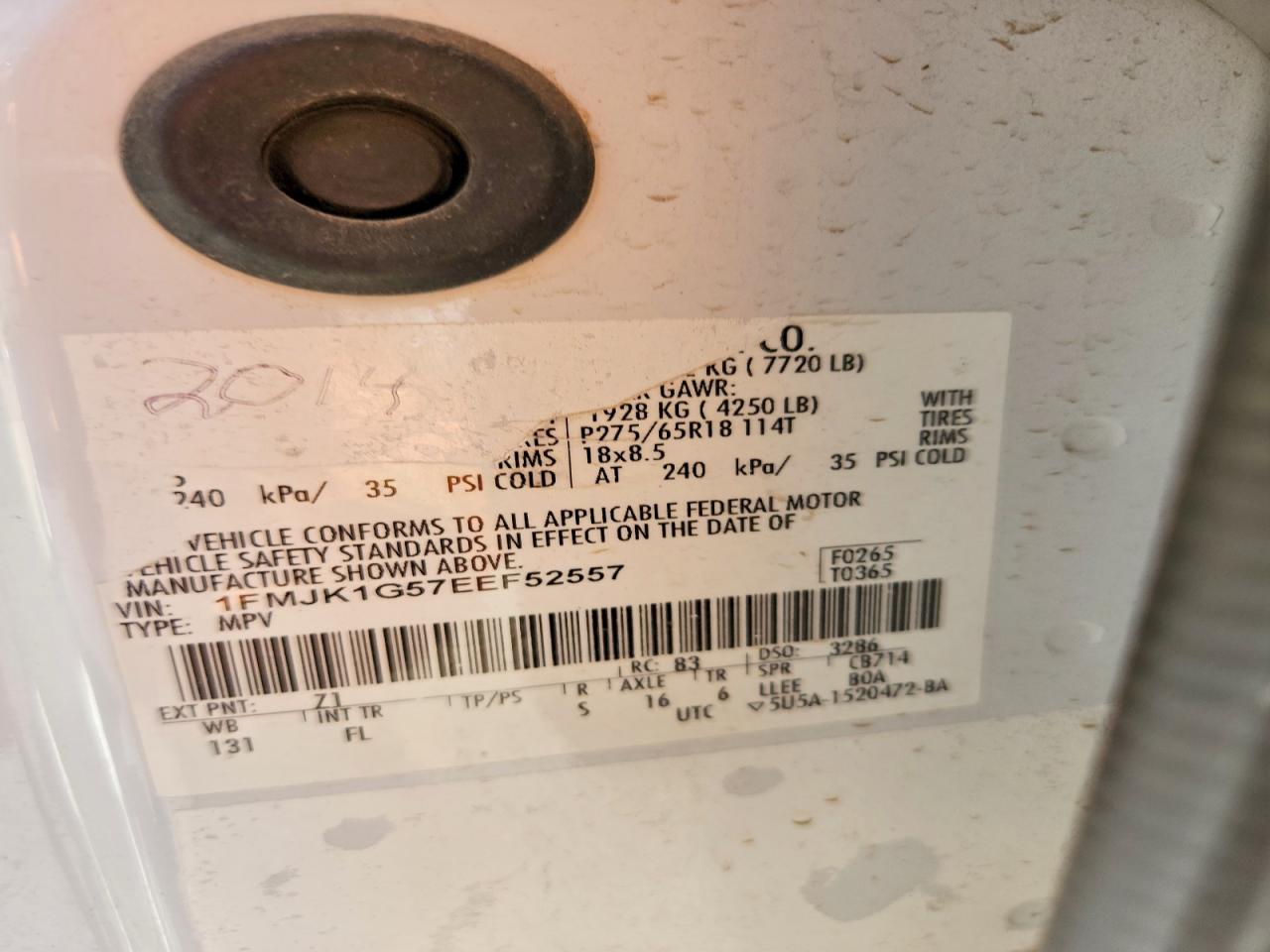 2014 Ford Expedition VIN 1FMJK1G57EEF52557 photo 12