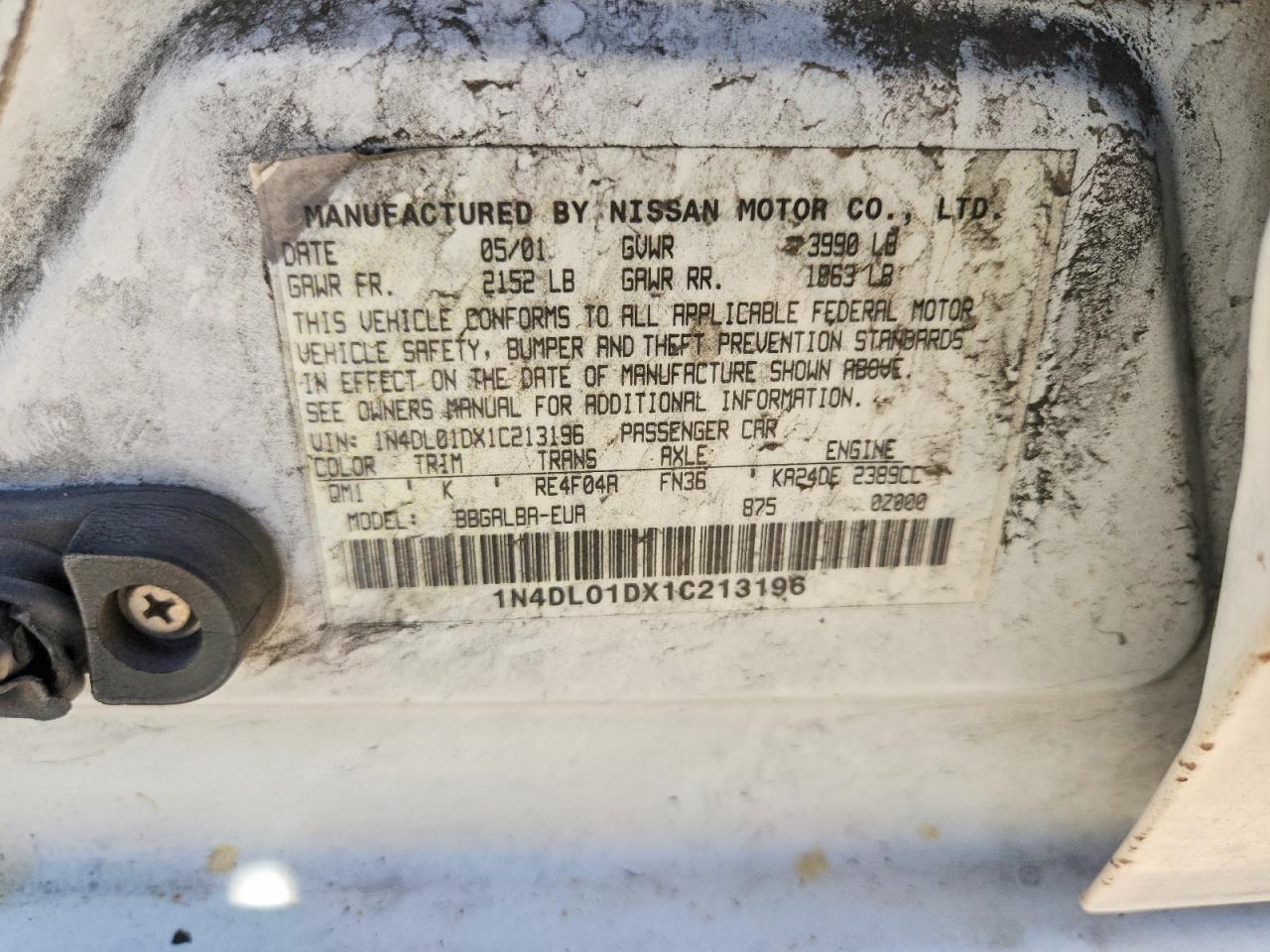 2001 Nissan Altima VIN 1N4DL01DX1C213196 photo 12