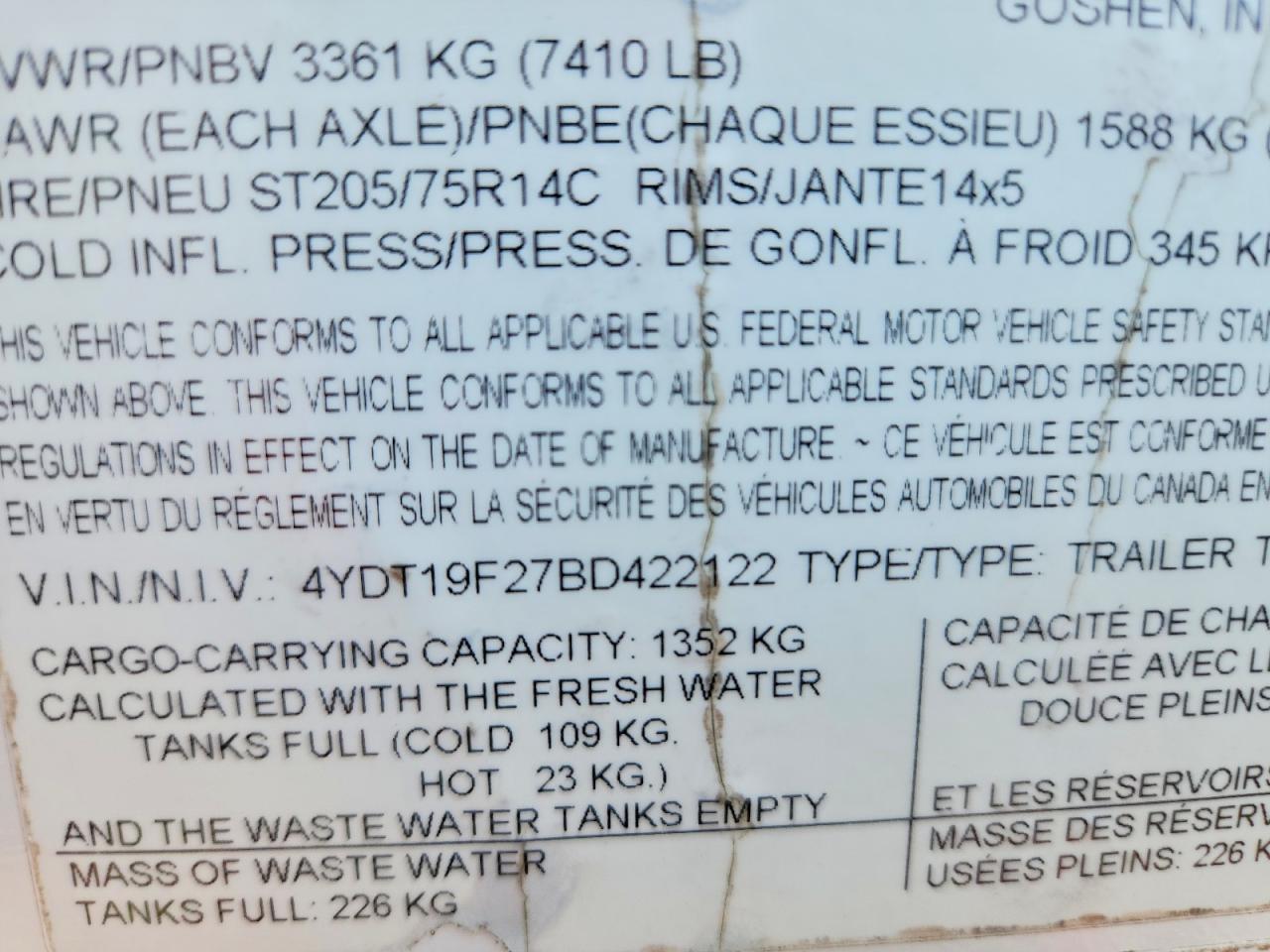 2011 KEYSTONE Bullet VIN 4YDT19F27BD422122 photo 10