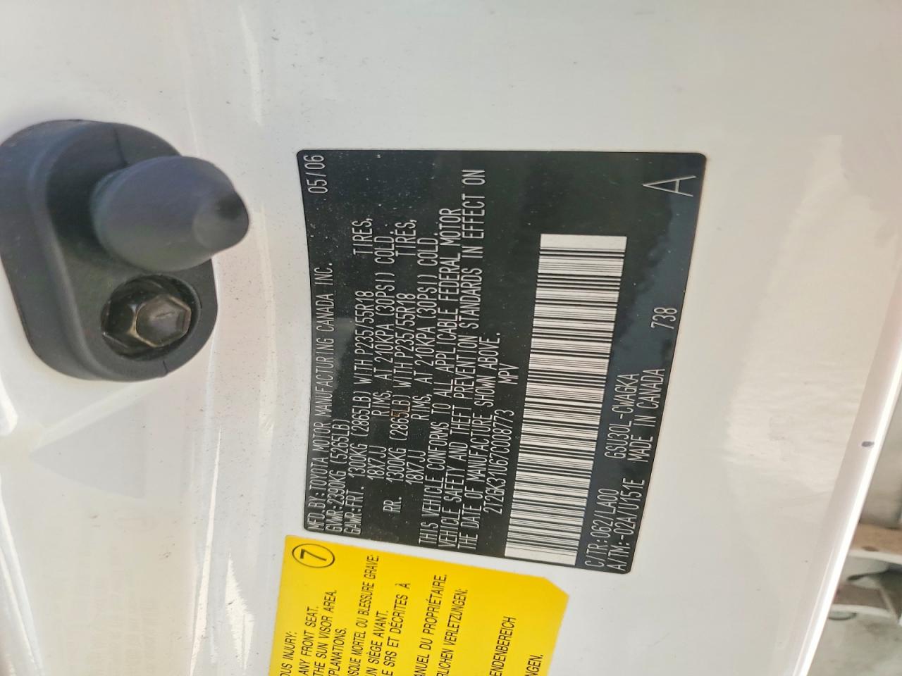2007 Lexus Rx350 VIN 2T2GK31U67C008773 photo 12