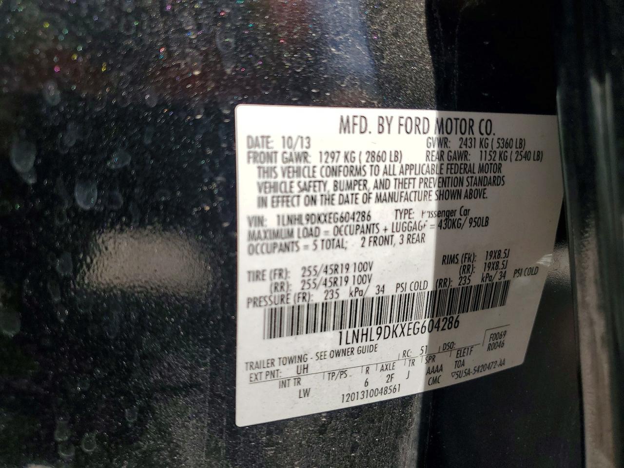 2014 LINCOLN Mks VIN 1LNHL9DKXEG604286 photo 12