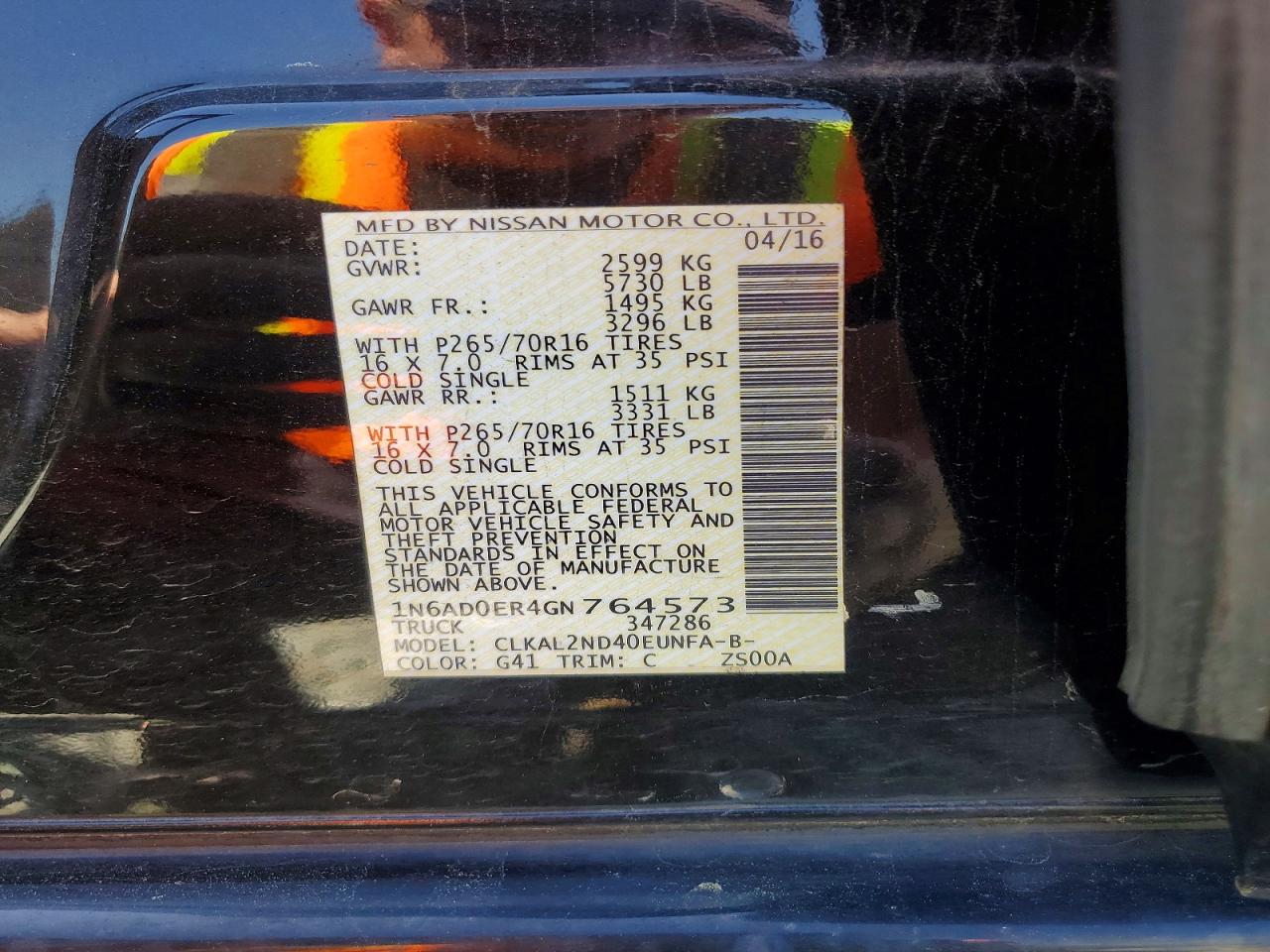 2016 Nissan Frontier VIN 1N6AD0ER4GN764573 photo 12