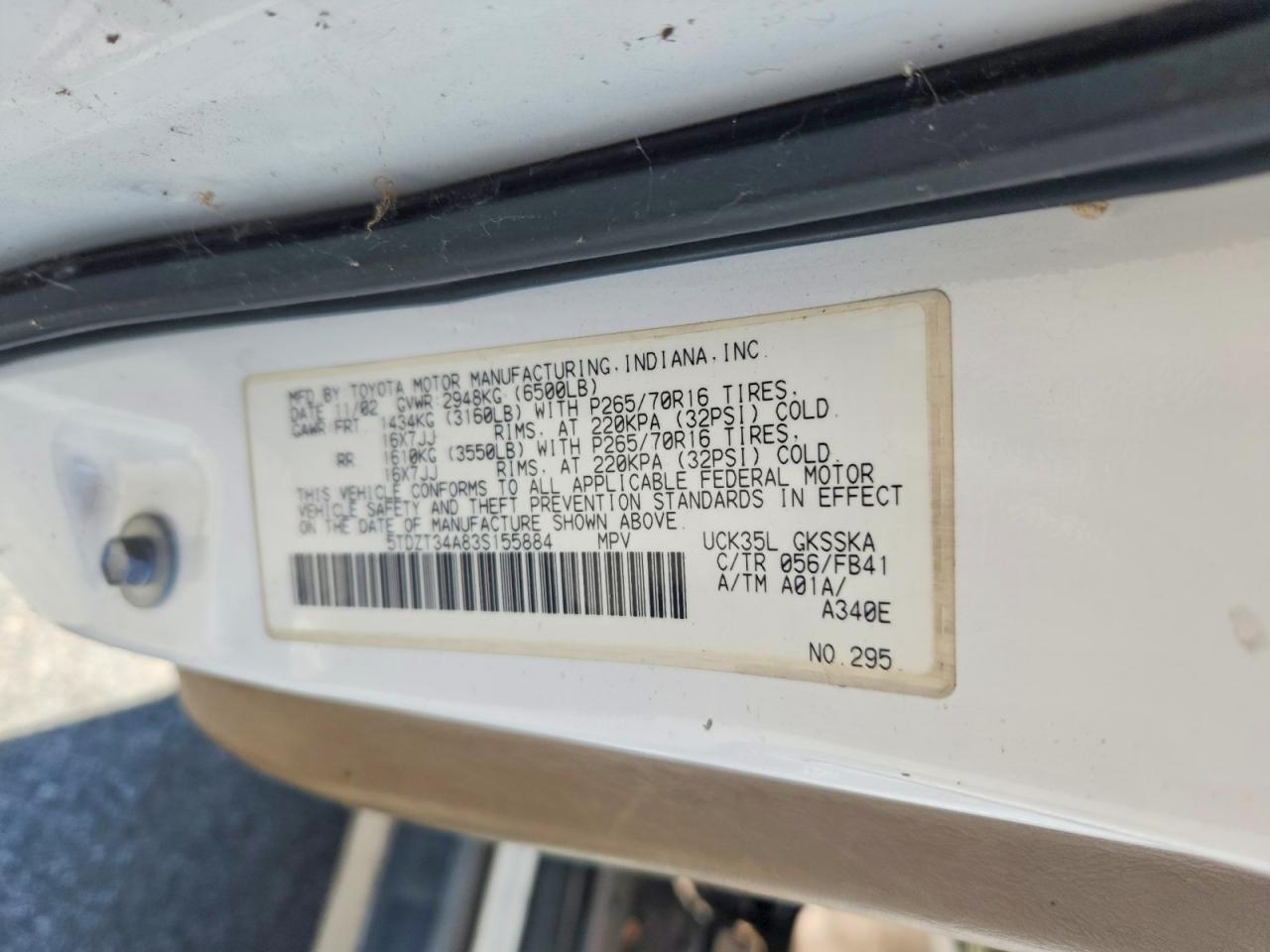 2003 Toyota Sequoia VIN 5TDZT34A83S155884 photo 12
