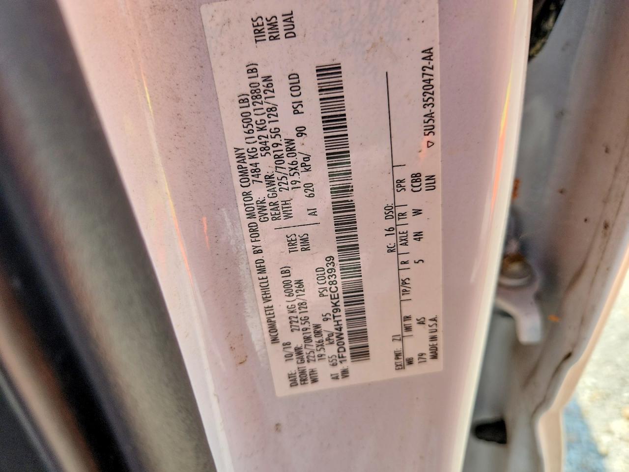 2019 Ford F450 VIN 1FD0W4HT9KEC83939 photo 12