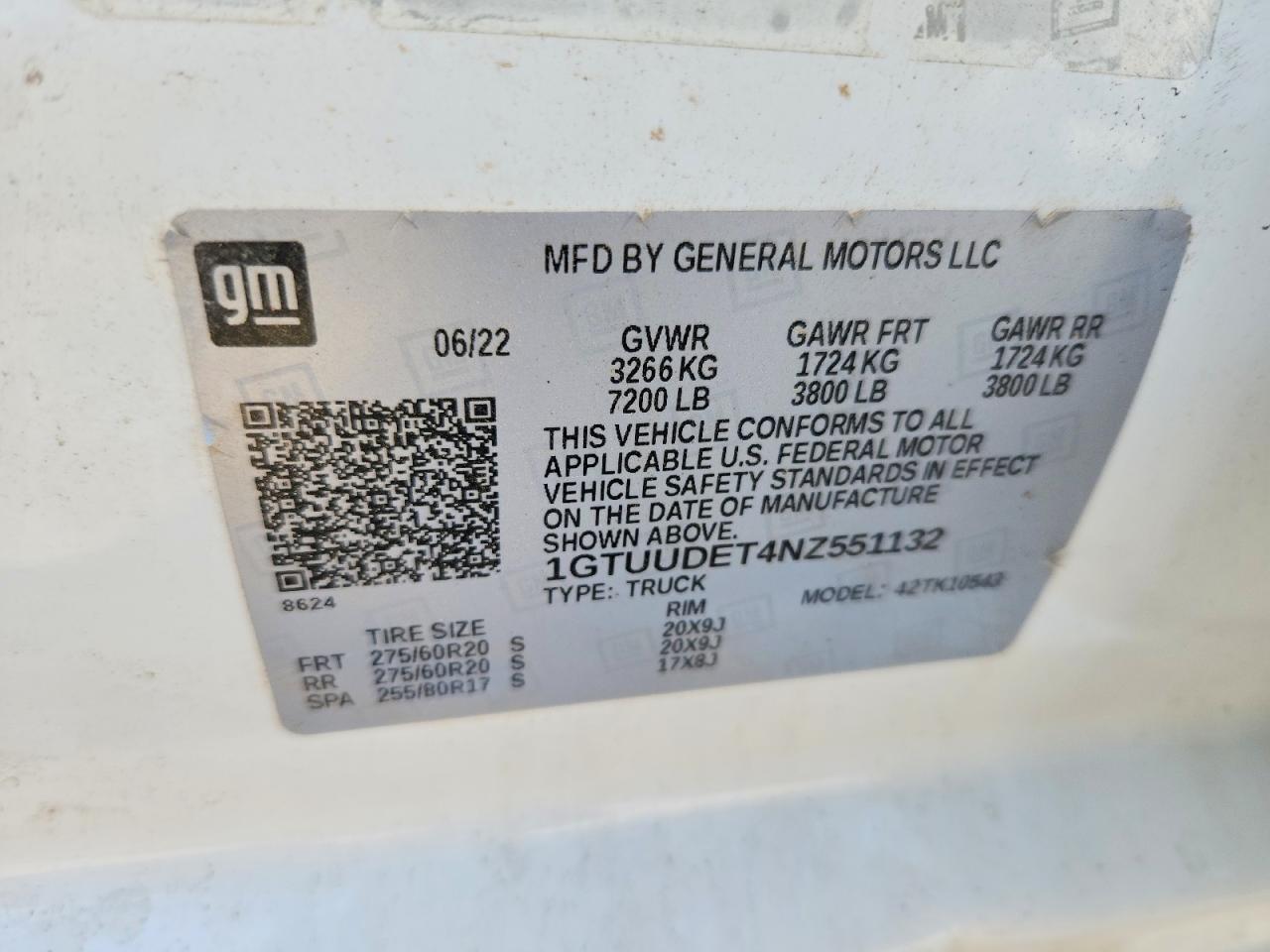2022 GMC SIERRA VIN 1GTUUDET4NZ551132 photo 12