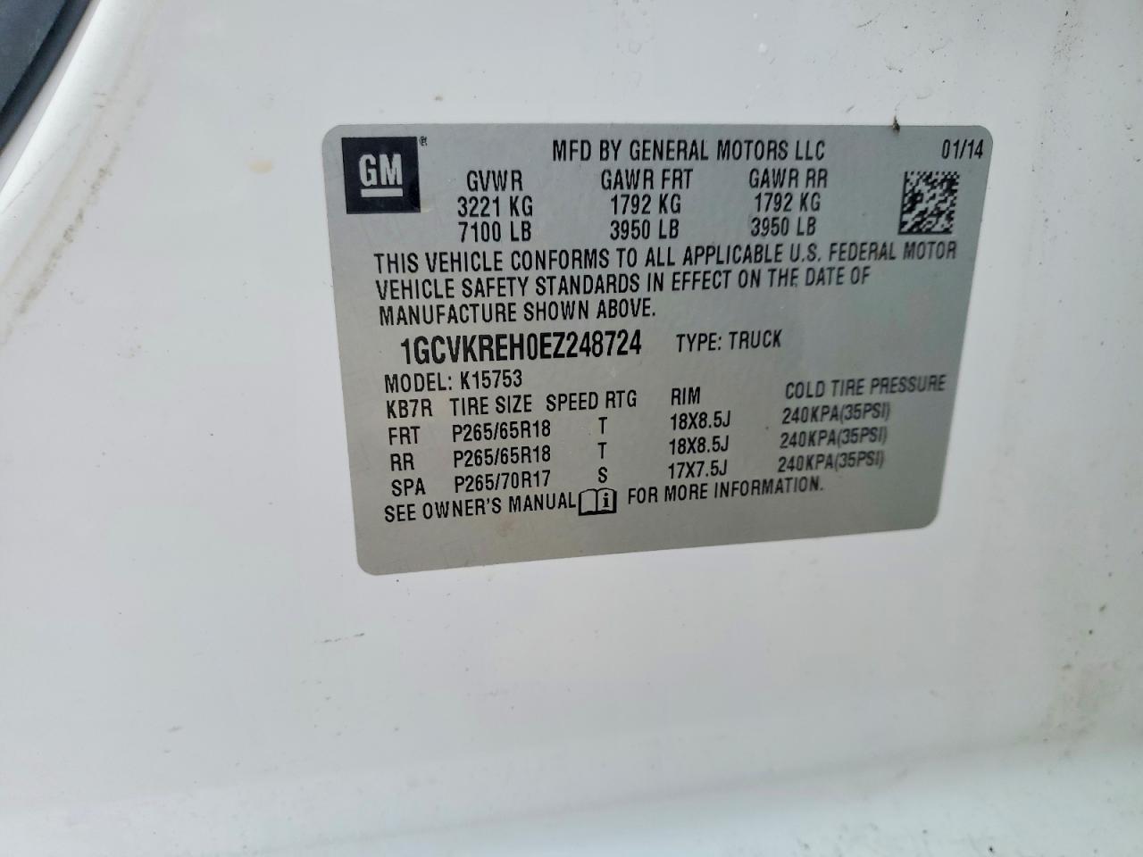 2014 Chevrolet All models VIN 1GCVKREH0EZ248724 photo 12