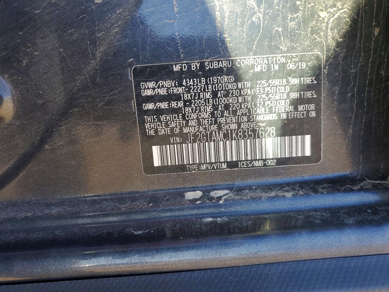 2019 Subaru Crosstrek VIN JF2GTAMC1K8357628 photo 12