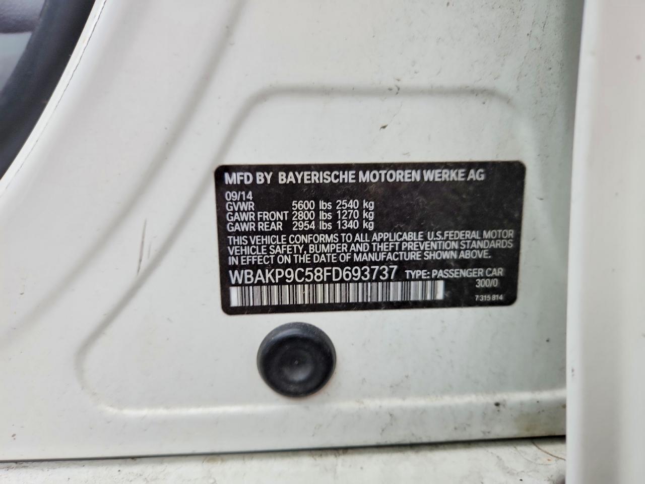 2015 BMW 5 series VIN WBAKP9C58FD693737 photo 12