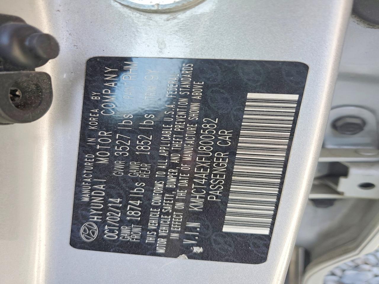 2015 Hyundai Accent VIN KMHCT4AEXFU800582 photo 12