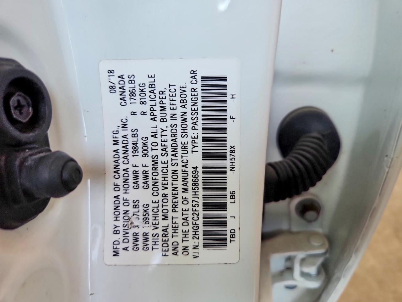 2018 Honda Civic VIN 2HGFC2F57JH586694 photo 12