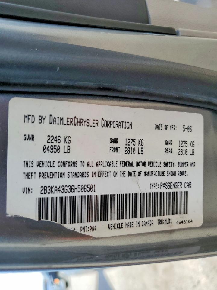 2006 Dodge Charger VIN 2B3KA43G36H506501 photo 12
