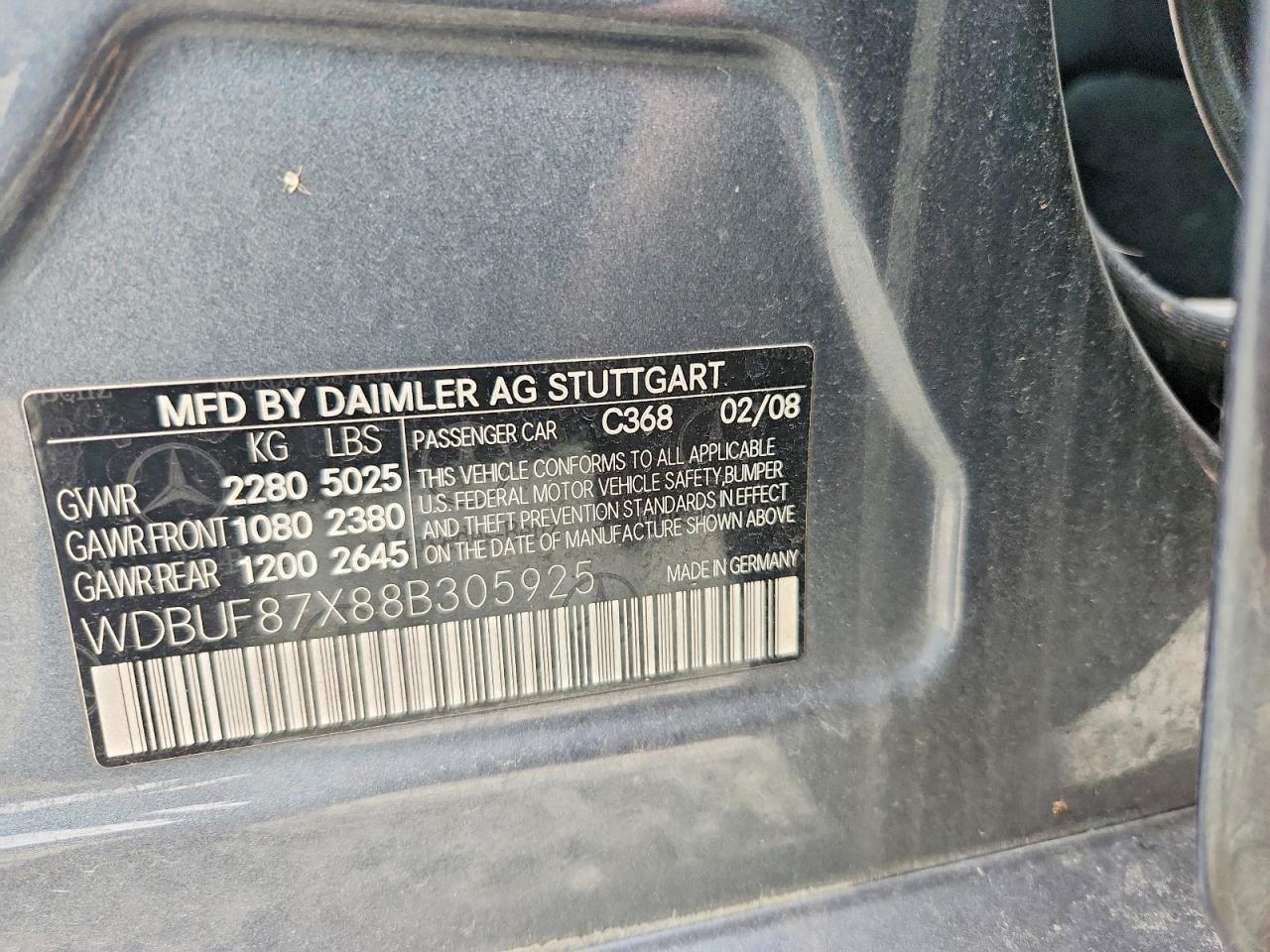 2008 Mercedes-Benz E-class VIN WDBUF87X88B305925 photo 12