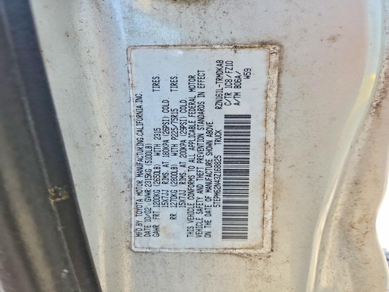 2003 Toyota Tacoma VIN 5TEPM62N43Z168825 photo 12