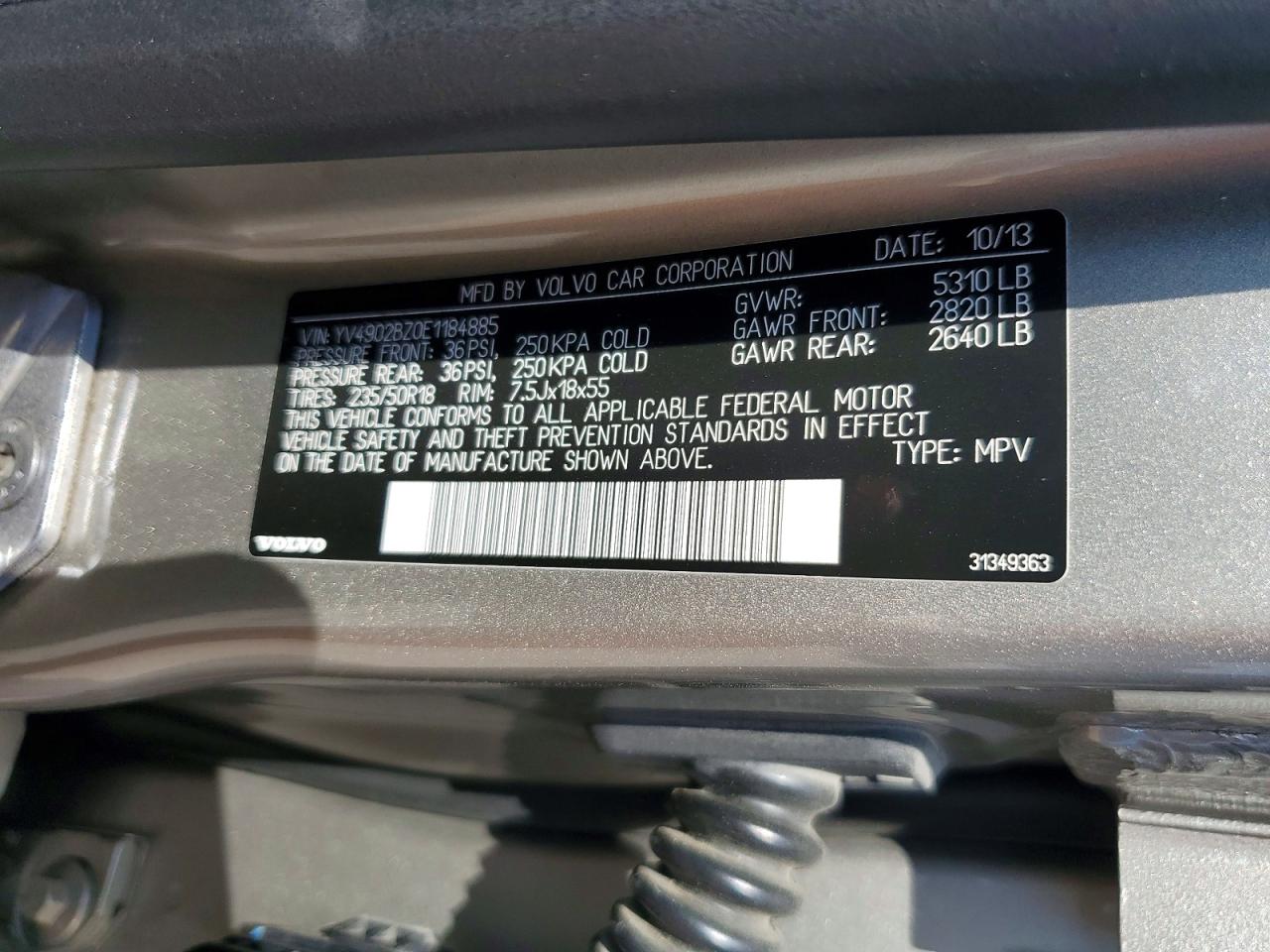 2014 VOLVO Xc70 VIN YV4902BZ0E1184885 photo 12