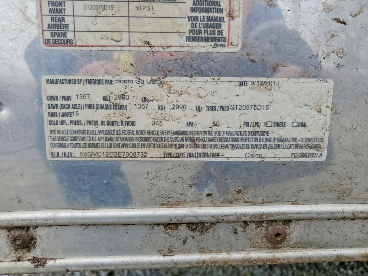 2014 SOUTH GA CARGO FD-306 REV A ENCLOSED CARGO TRAILER VIN 54GVC12D2E7008732 photo 10