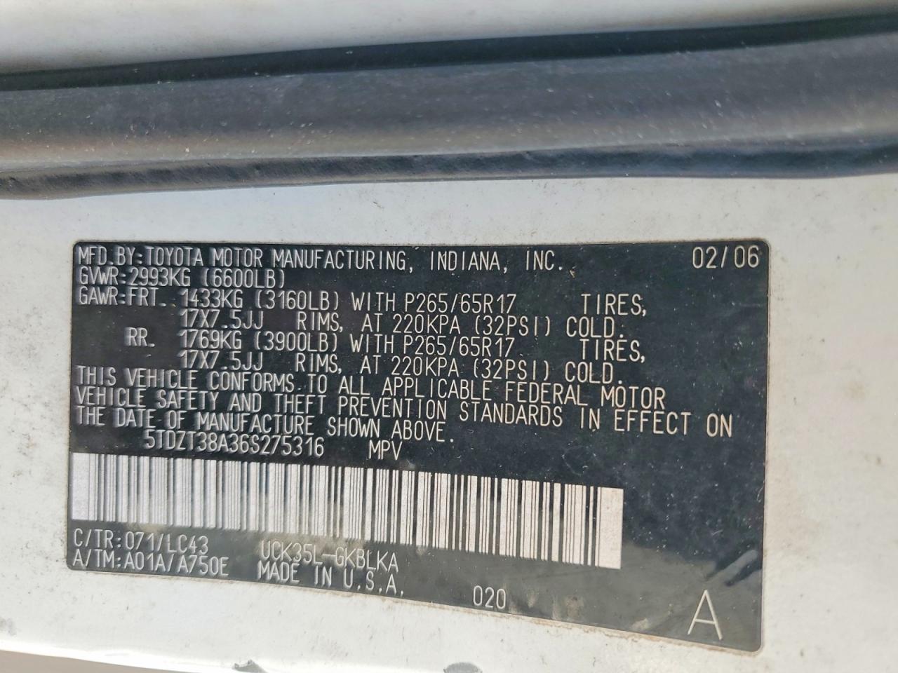 2006 Toyota Sequoia VIN 5TDZT38A36S275316 photo 12