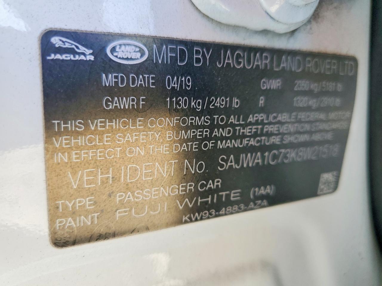 2019 Jaguar Xj VIN SAJWA1C73K8W21518 photo 12