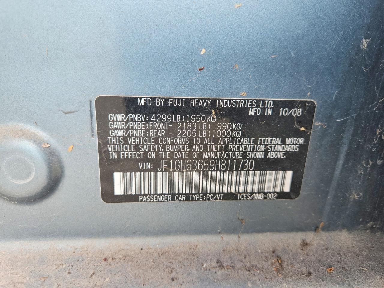 2009 Subaru Impreza VIN JF1GH63659H811730 photo 12