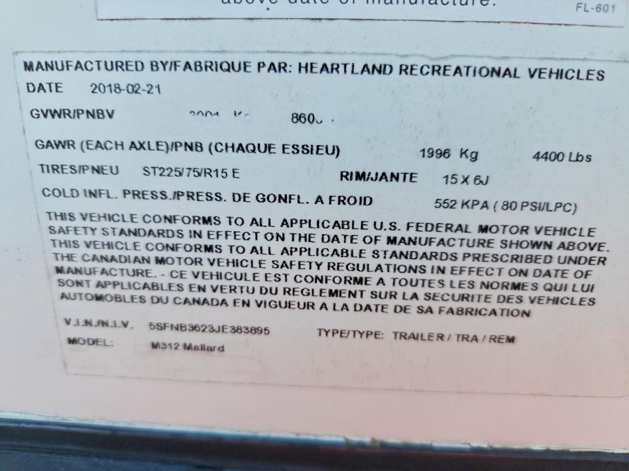 2018 HEARTLAND All models VIN 5SFNB3623JE383895 photo 10