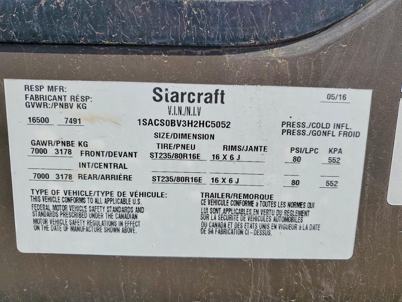 2017 STARCRAFT Unknown VIN 1SACS0BV3H2HC5052 photo 10
