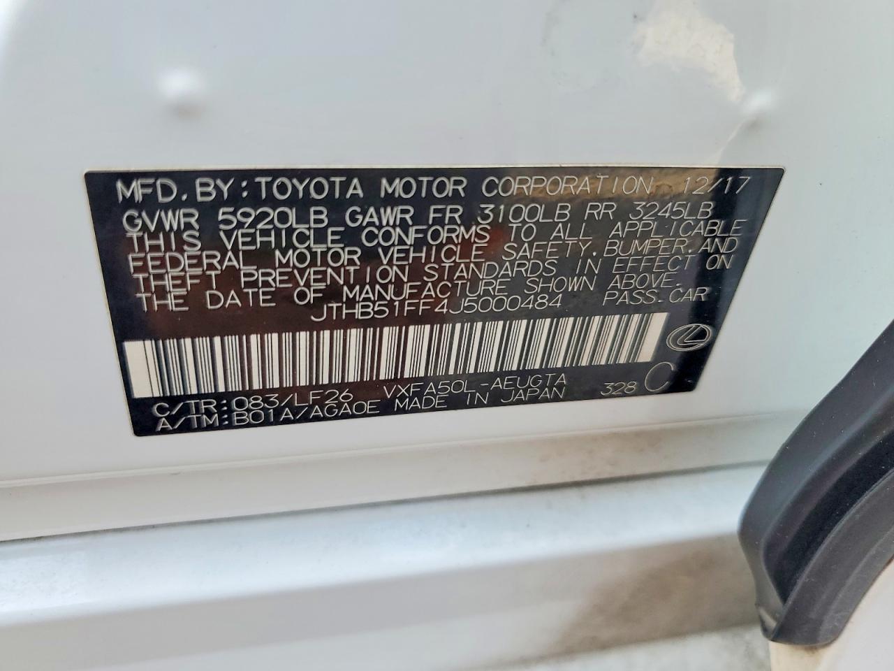 2018 Lexus Ls500 VIN JTHB51FF4J5000484 photo 12