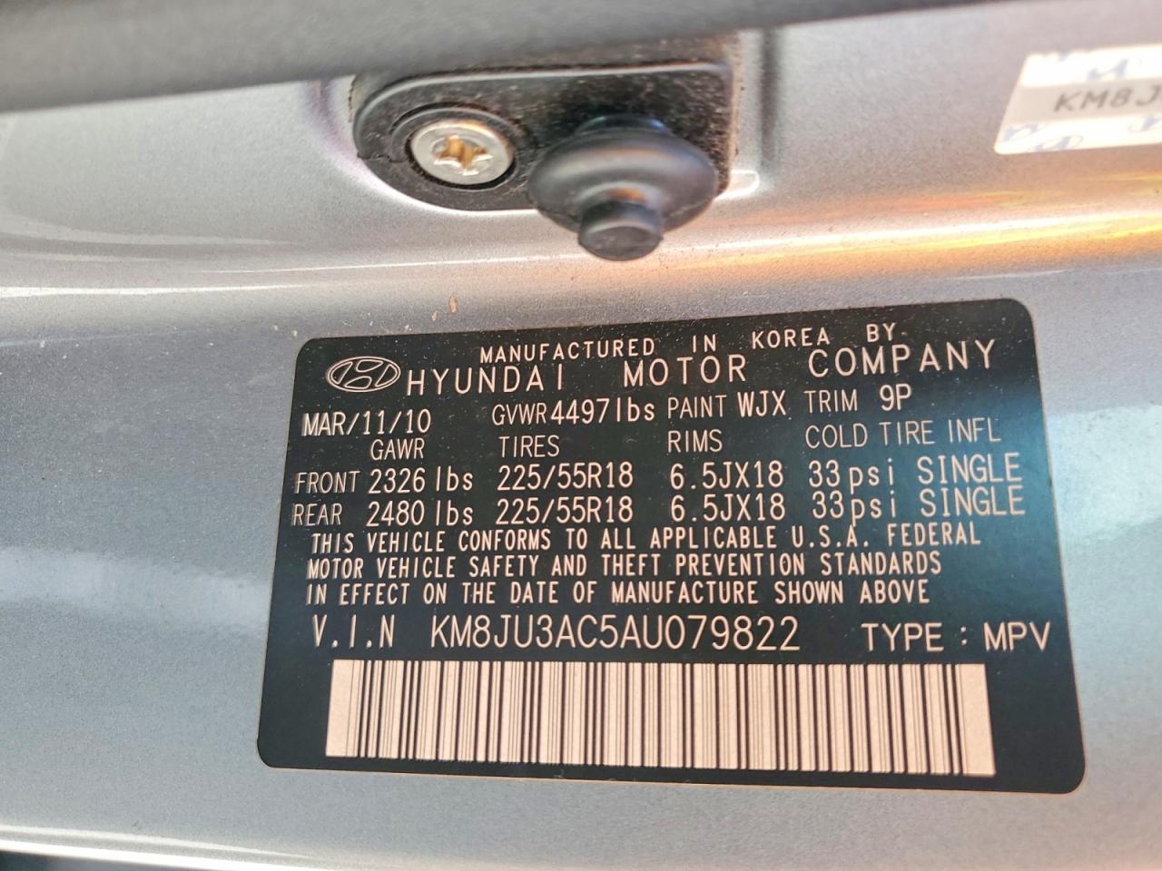 2010 Hyundai Tucson VIN KM8JU3AC5AU079822 photo 12