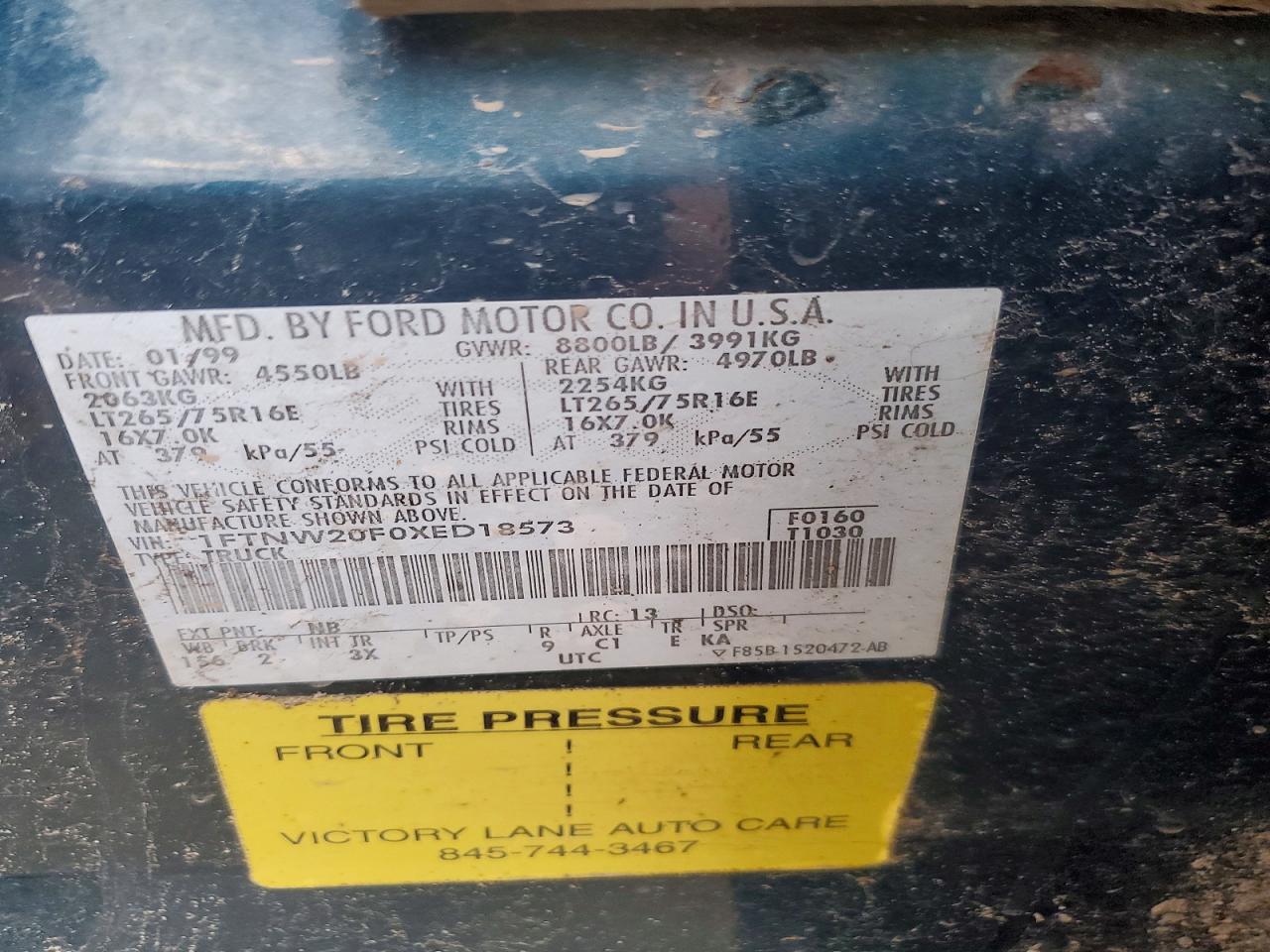 1999 Ford F250 VIN 1FTNW20F0XED18573 photo 12
