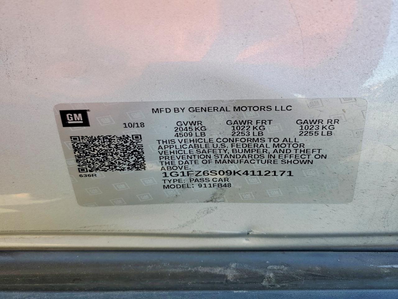 2019 Chevrolet Bolt VIN 1G1FZ6S09K4112171 photo 12
