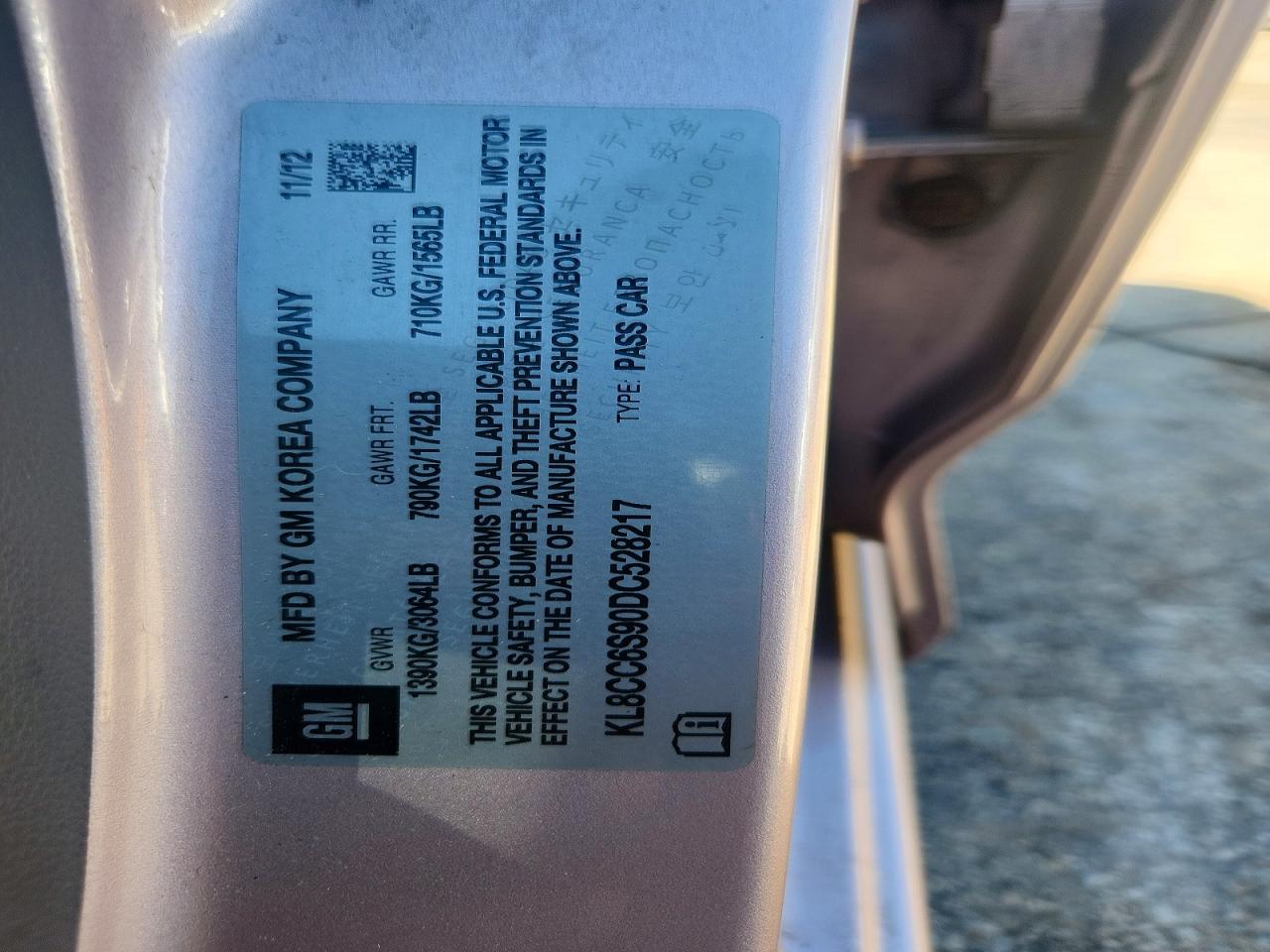 2013 Chevrolet Spark VIN KL8CC6S90DC528217 photo 12
