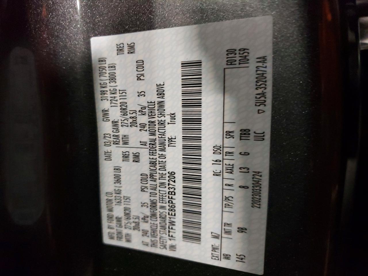 2023 Ford F150 VIN 1FTFW1E86PFB37206 photo 12