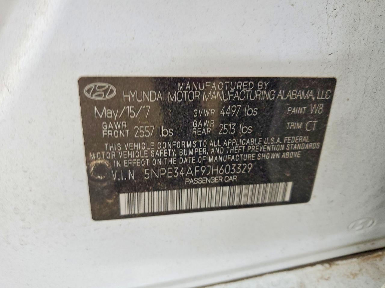 2018 Sonata VIN 5NPE34AF9JH603329 photo 12
