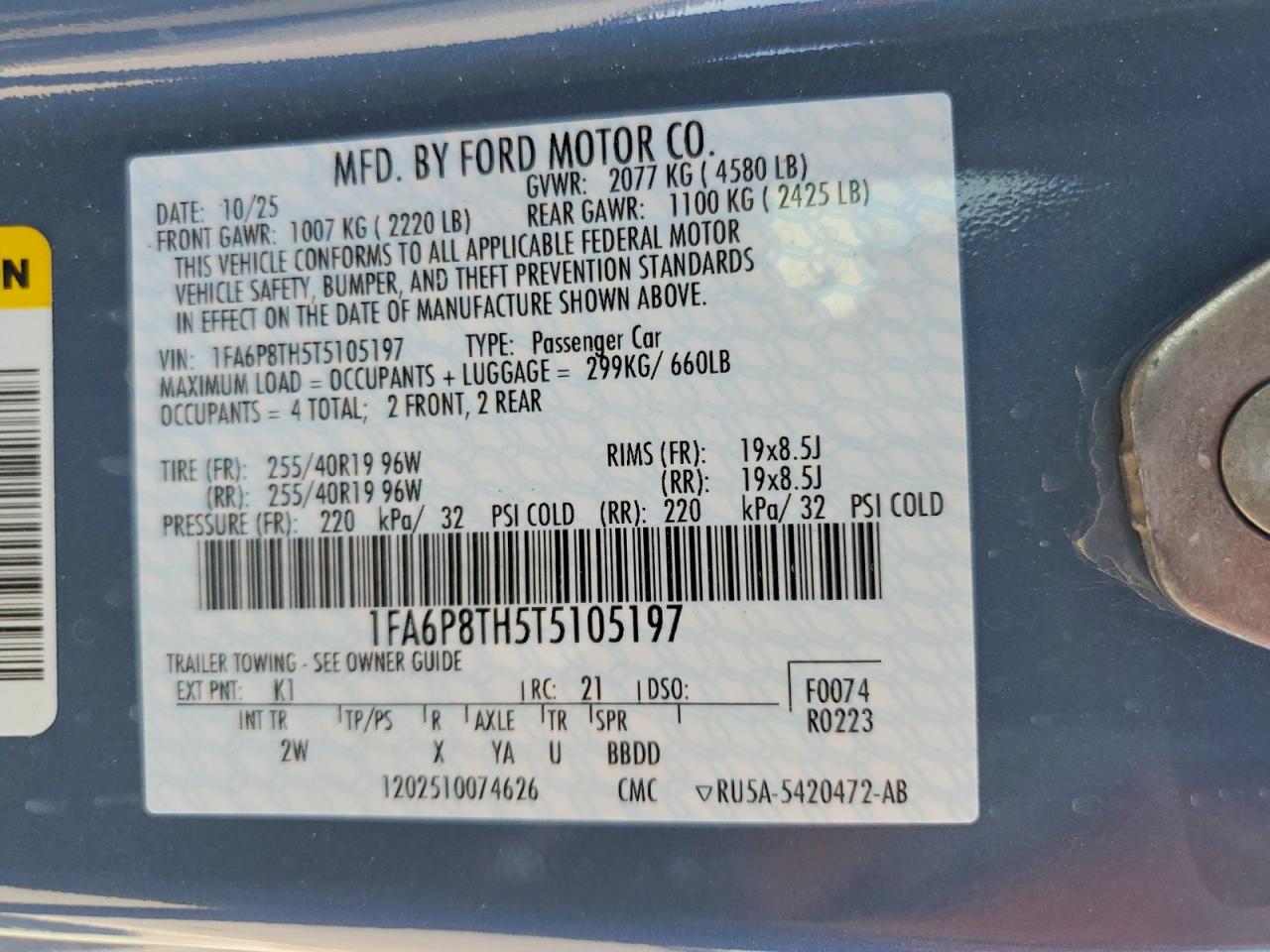 2026 Ford All models VIN 1FA6P8TH5T5105197 photo 12