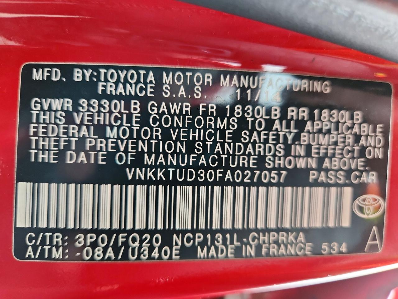 2015 Toyota Yaris VIN VNKKTUD30FA027057 photo 12