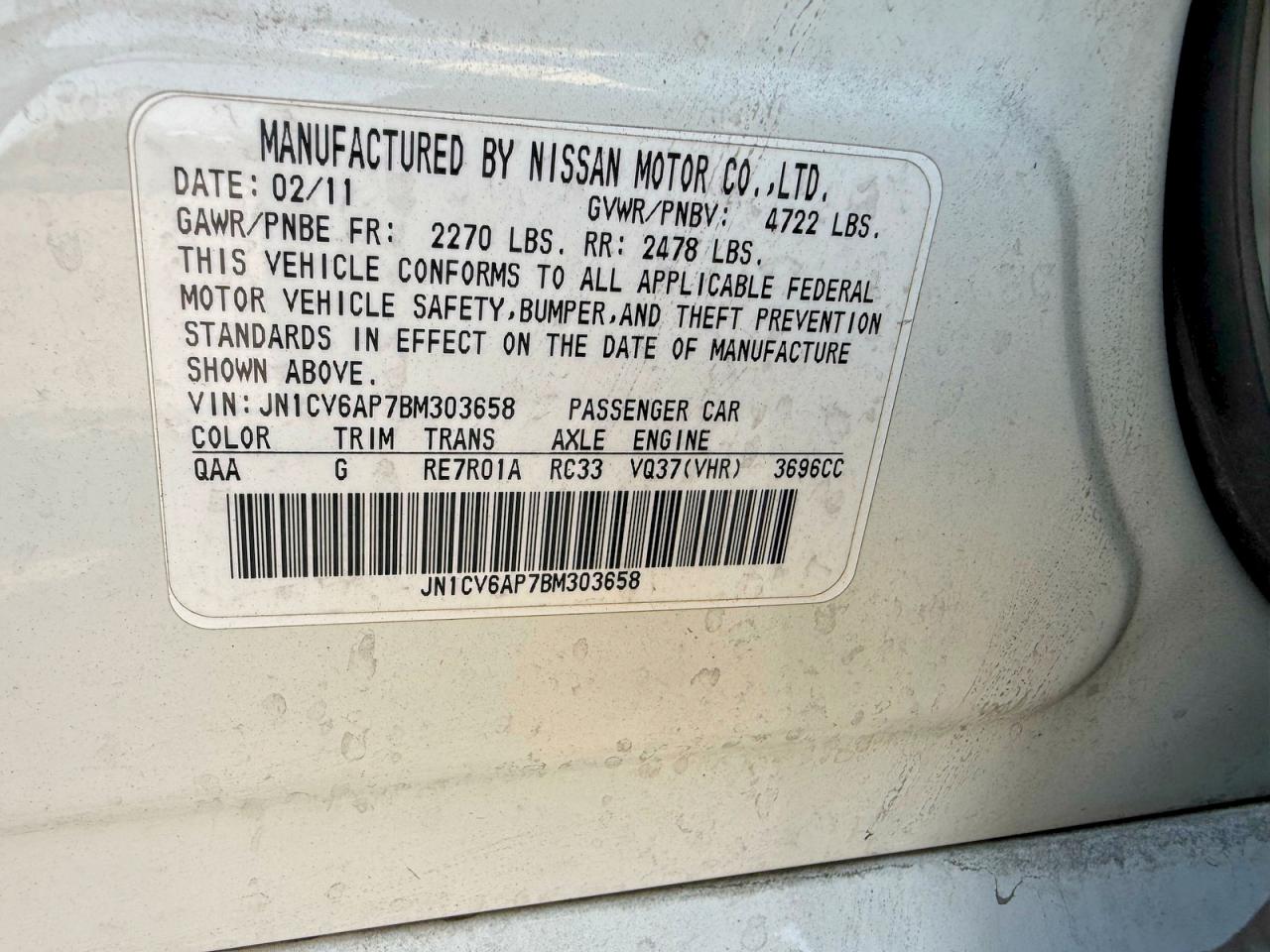 2011 Infiniti G37 VIN JN1CV6AP7BM303658 photo 10